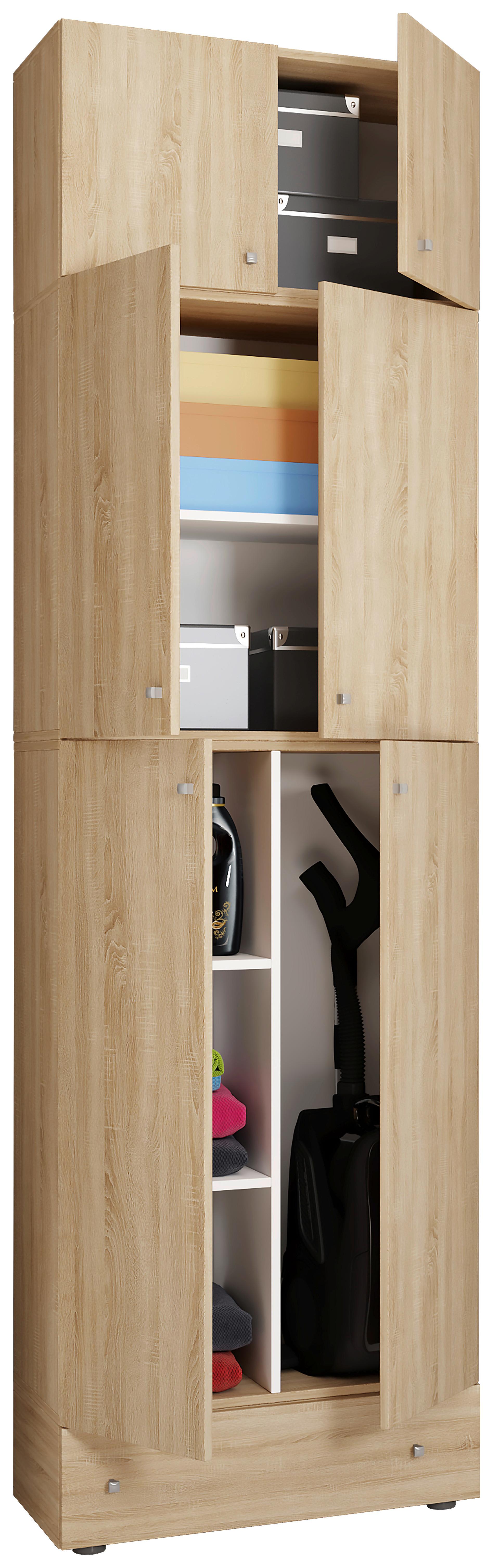 Mehrzweckschrank Lona XXL Sonoma Eiche ca. 70x240x39 cm - Schwarz/Grau, MODERN, Holzwerkstoff/Kunststoff (70/240/39cm) - MID.YOU