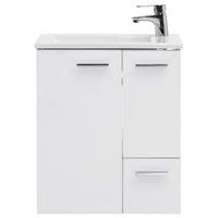 Waschtischkombi Matteo Weiß - Weiß Hochglanz/Silberfarben, MODERN, Keramik/Holzwerkstoff (50cm) - MID.YOU