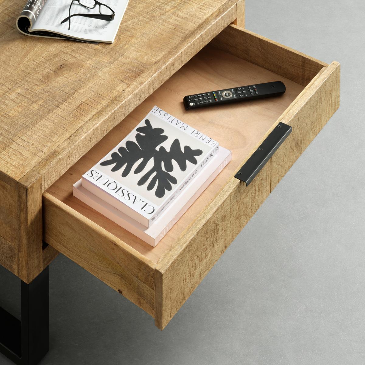 Couchtisch Everest in Naturfarben/Schwarz - Schwarz/Naturfarben, Natur, Holz/Metall (80/40/80cm) - Mömax