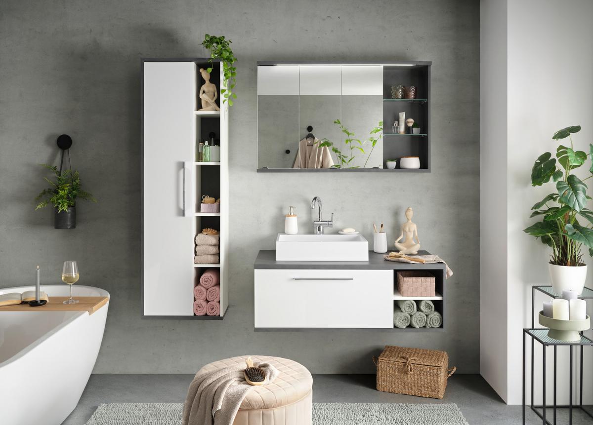 Hängeelement in Anthrazit/Weiß - Weiß Hochglanz/Anthrazit, MODERN, Holzwerkstoff/Kunststoff (50/160/31cm) - Mömax