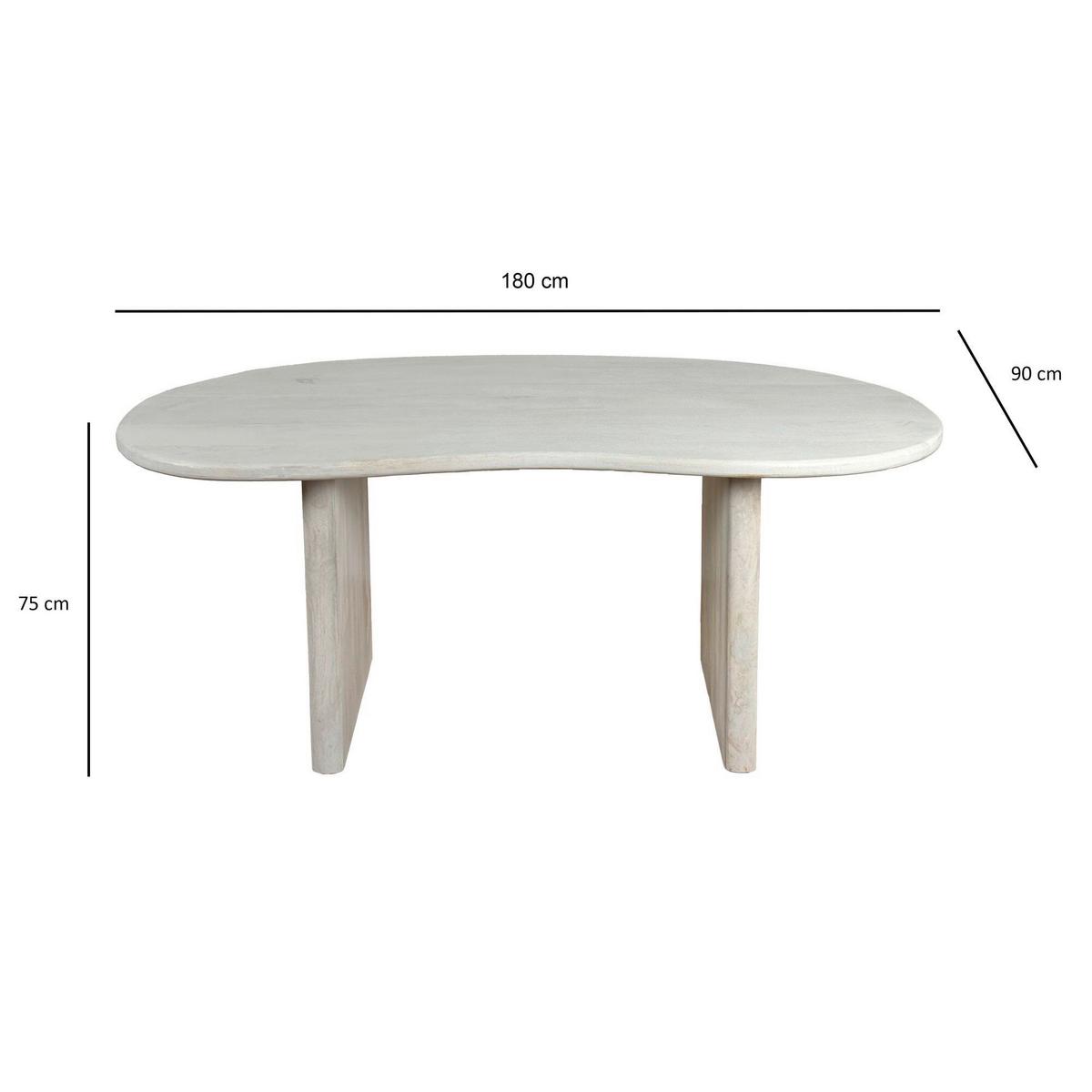 Jedilna Miza Mango, Bela, 180x90cm - bela, Design, les (180/90/75cm) - MID.YOU