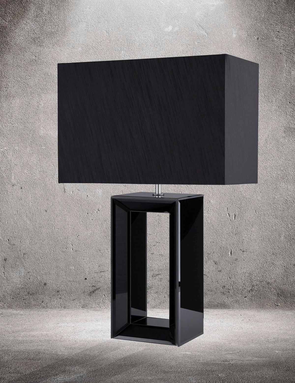 Asztali Lámpa Eu1610bk Mirror - fekete, Design, műanyag/üveg (38/25/58cm)