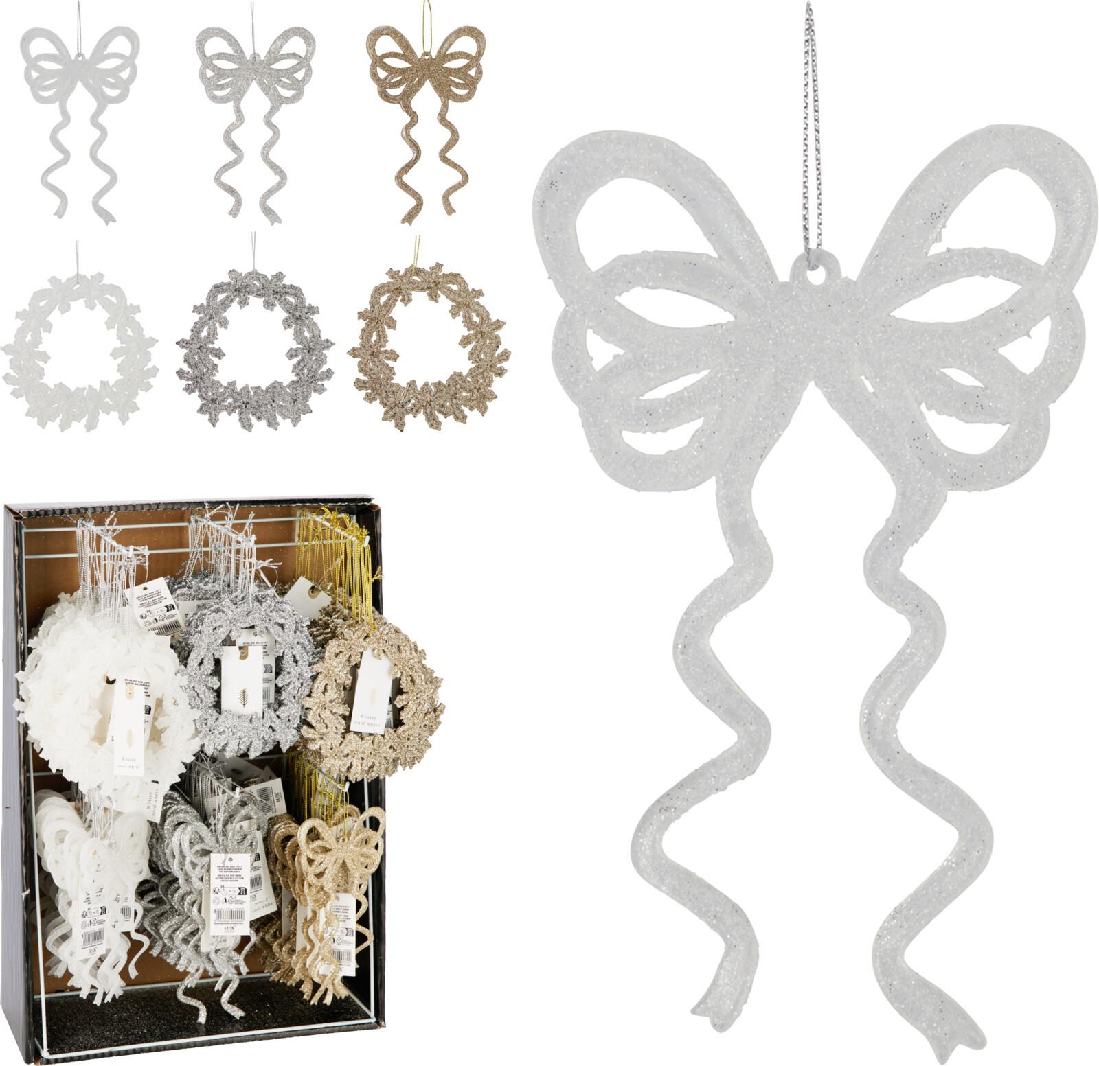 Decorațiune de agățat Clementine - argintiu/alb, Basics, plastic (12cm)