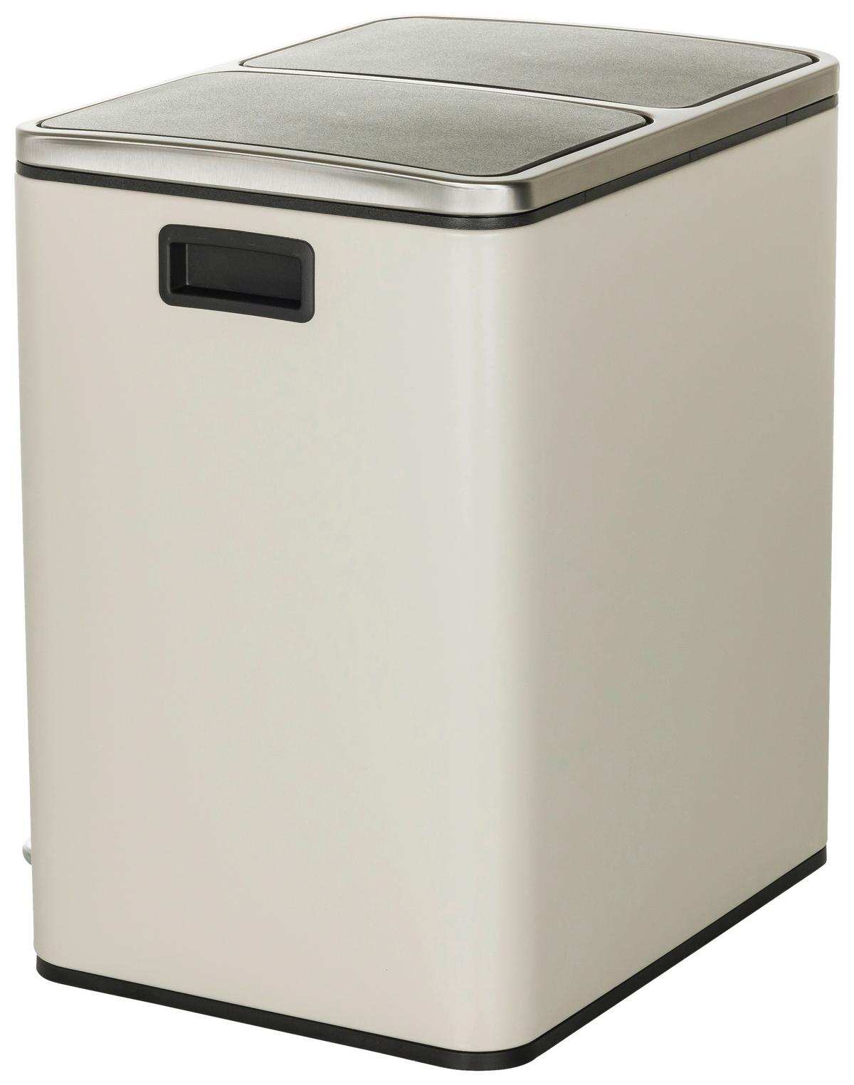 Abfallsammler Clean IX Beige/Schwarz - Beige/Schwarz, MODERN, Kunststoff/Metall (41,5/48/32cm) - MID.YOU