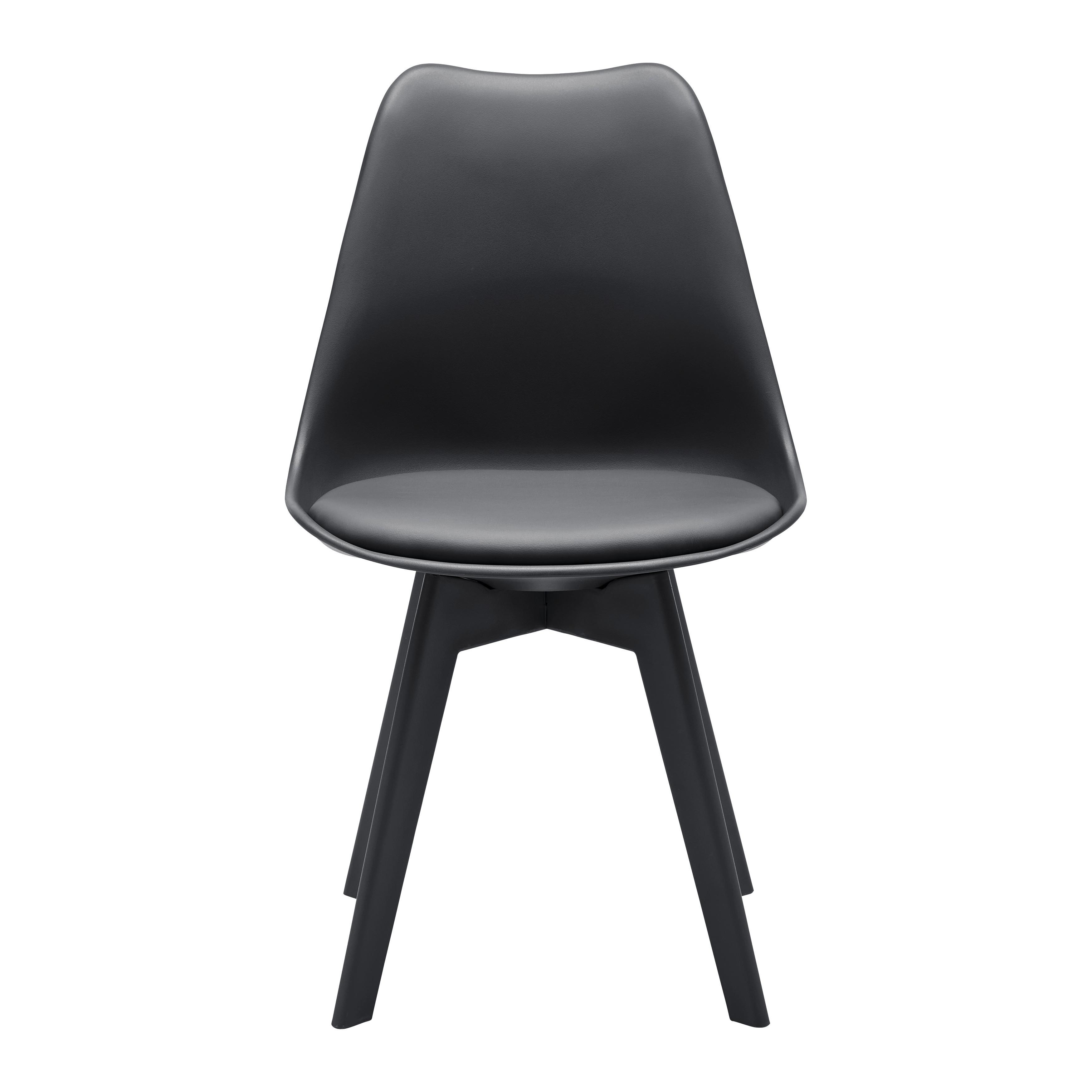Stuhl "Mia", Lederlook, schwarz, Gepolstert - Schwarz, MODERN, Kunststoff/Textil (50/84/54cm) - Bessagi Home