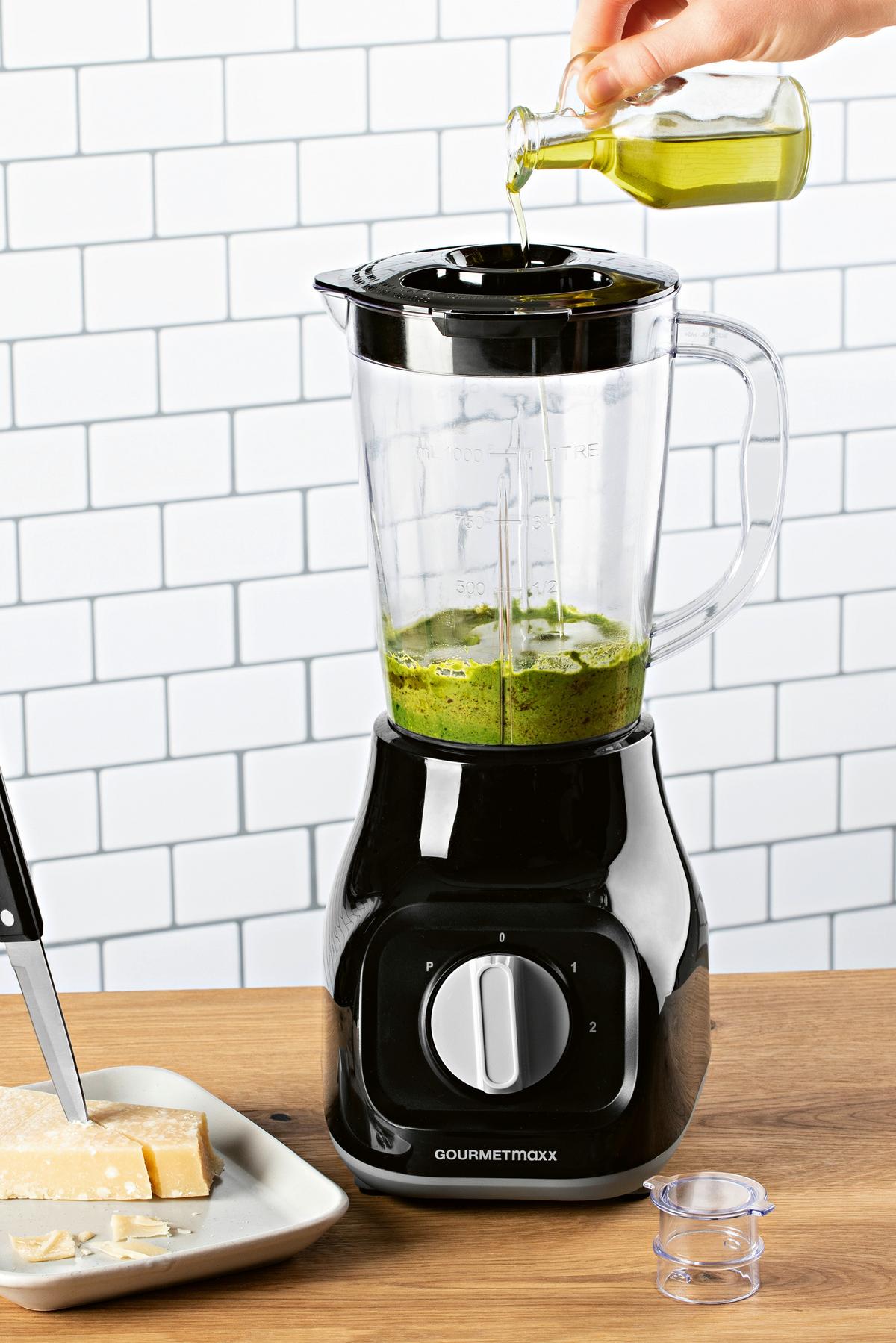 Standmixer Gourmetmaxx Schwarz/Transparent ca. 1,5l - Transparent/Schwarz, KONVENTIONELL, Kunststoff/Metall (35,5/18,5/23cm)