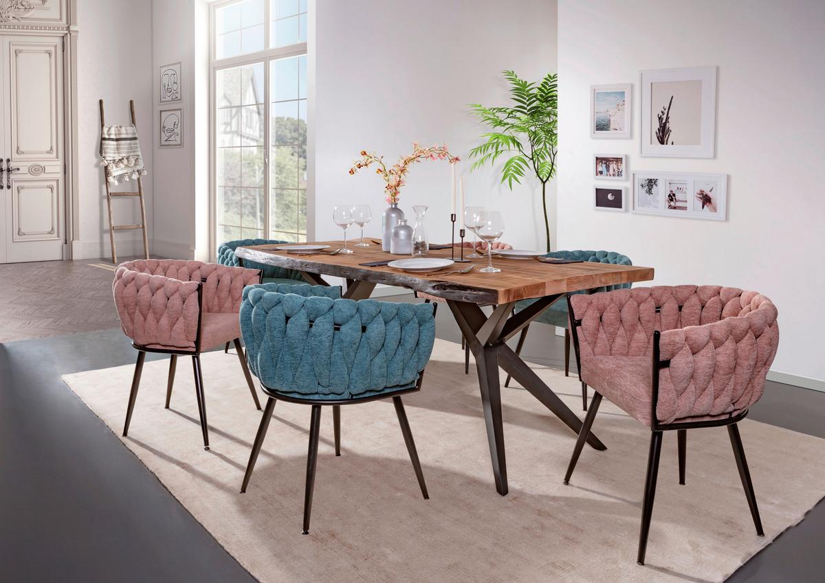 KRZESŁO Z PODŁOKIETNIKAMI WEAVY - różowy/czarny, Design, metal/tkanina (60/78/55cm) - Landscape