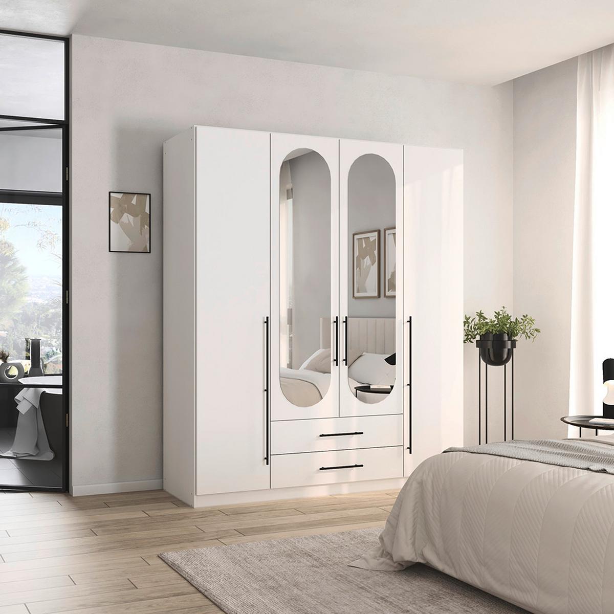 Dulap cu uși rotative VELORA - alb, Konventionell, material pe bază de lemn (181/210/54cm) - Mömax