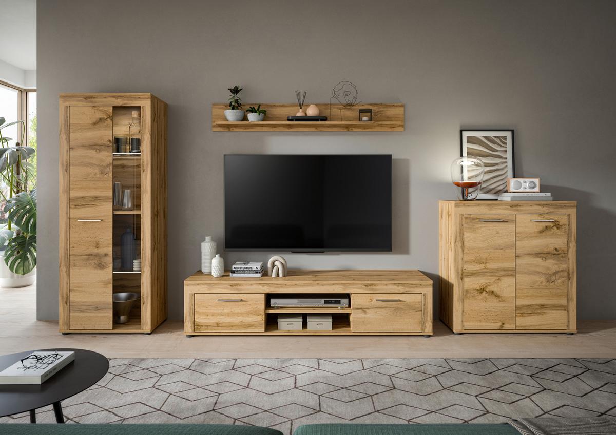 ANSAMBLU MOBILIER CAMERA DE Z JAM - stejar Wotan, Design, sticlă/material pe bază de lemn (330/159/35cm) - Modern Living