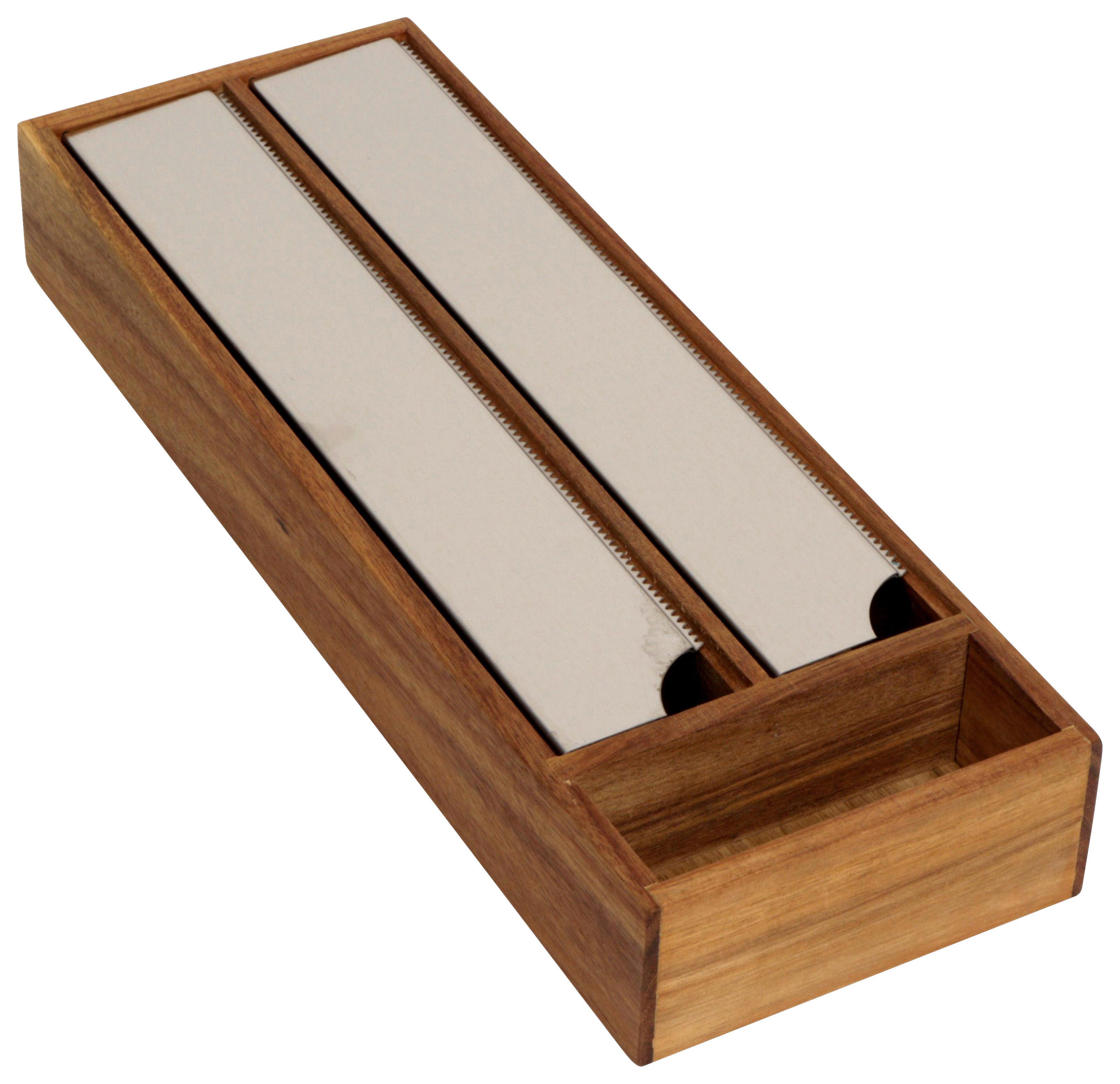 Folienschneider Kristian in Naturfarben - Edelstahlfarben/Naturfarben, Modern, Holz/Metall (39,5/13/5,5cm) - Zandiara