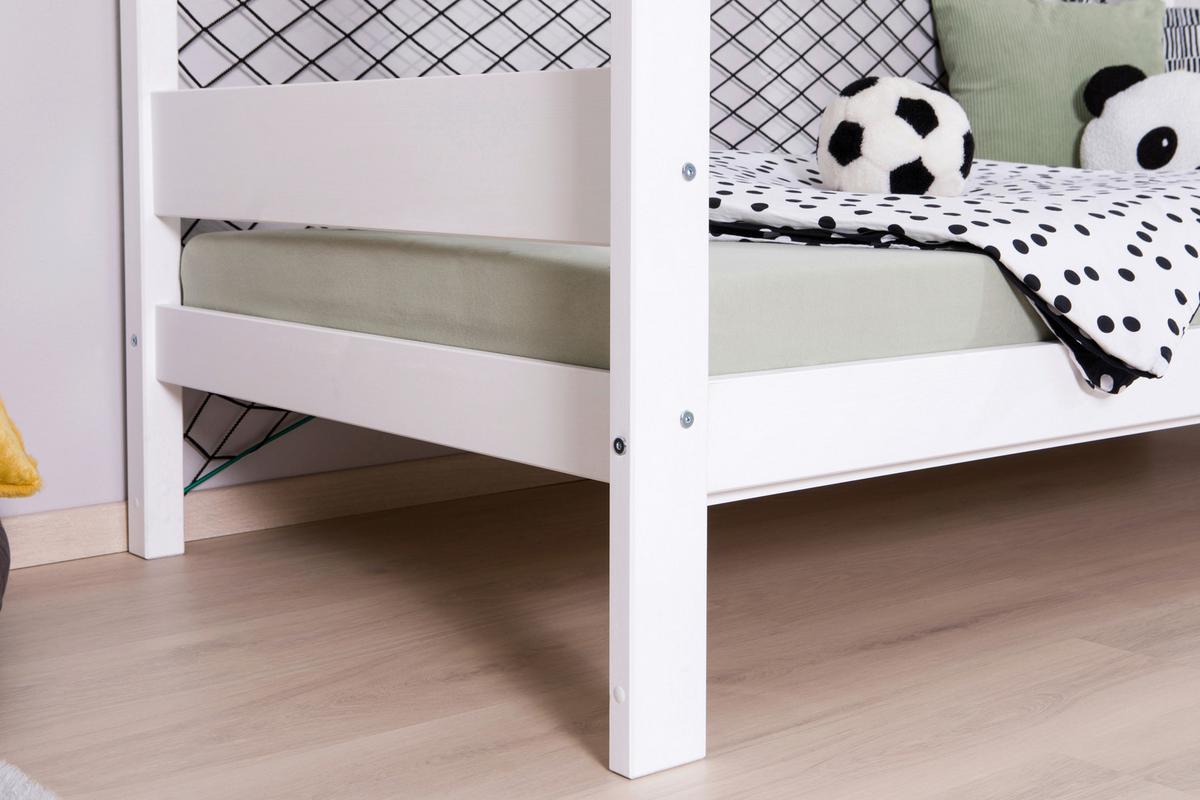 Stauraumbett Holz Fußball ca. 97x213 cm Weiß - Naturfarben/Weiß, MODERN, Holz/Textil (90/200cm) - MID.YOU