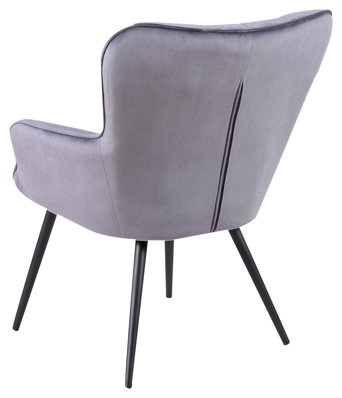 Sessel "Lexi", anthrazit - Anthrazit/Schwarz, Design, Textil/Metall (64/85/68cm) - MID.YOU