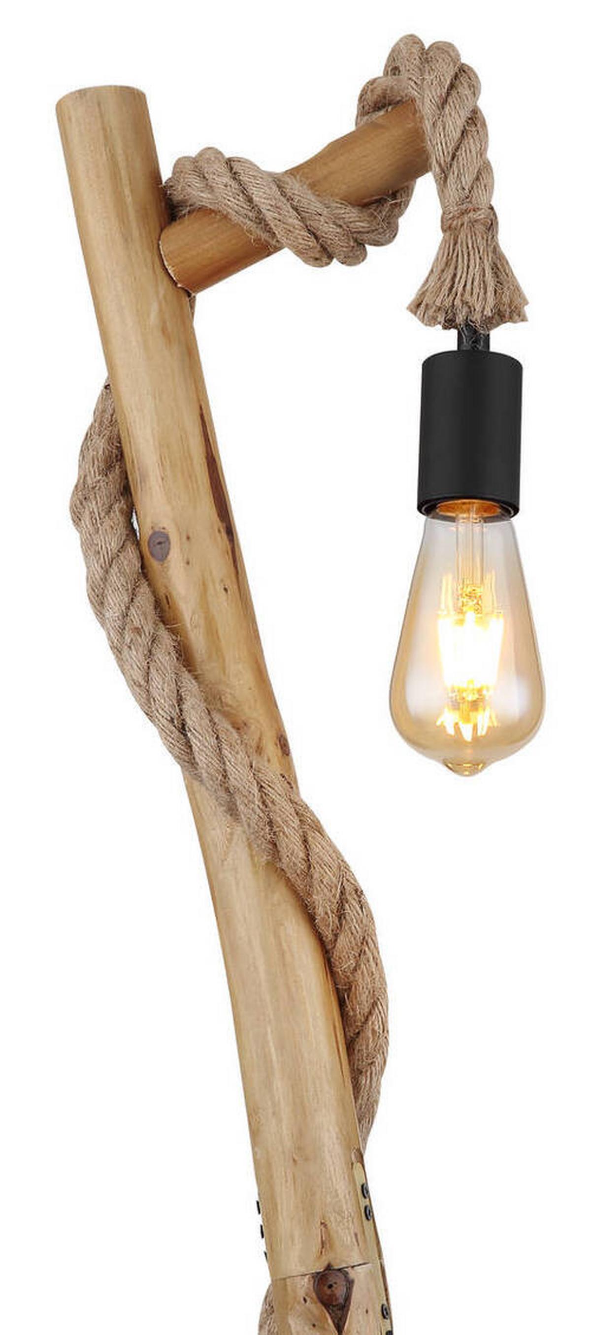 Stehleuchte Ulleu max. 60 Watt - Schwarz/Naturfarben, Natur, Naturmaterialien/Holz (42,5/30/150cm) - Globo