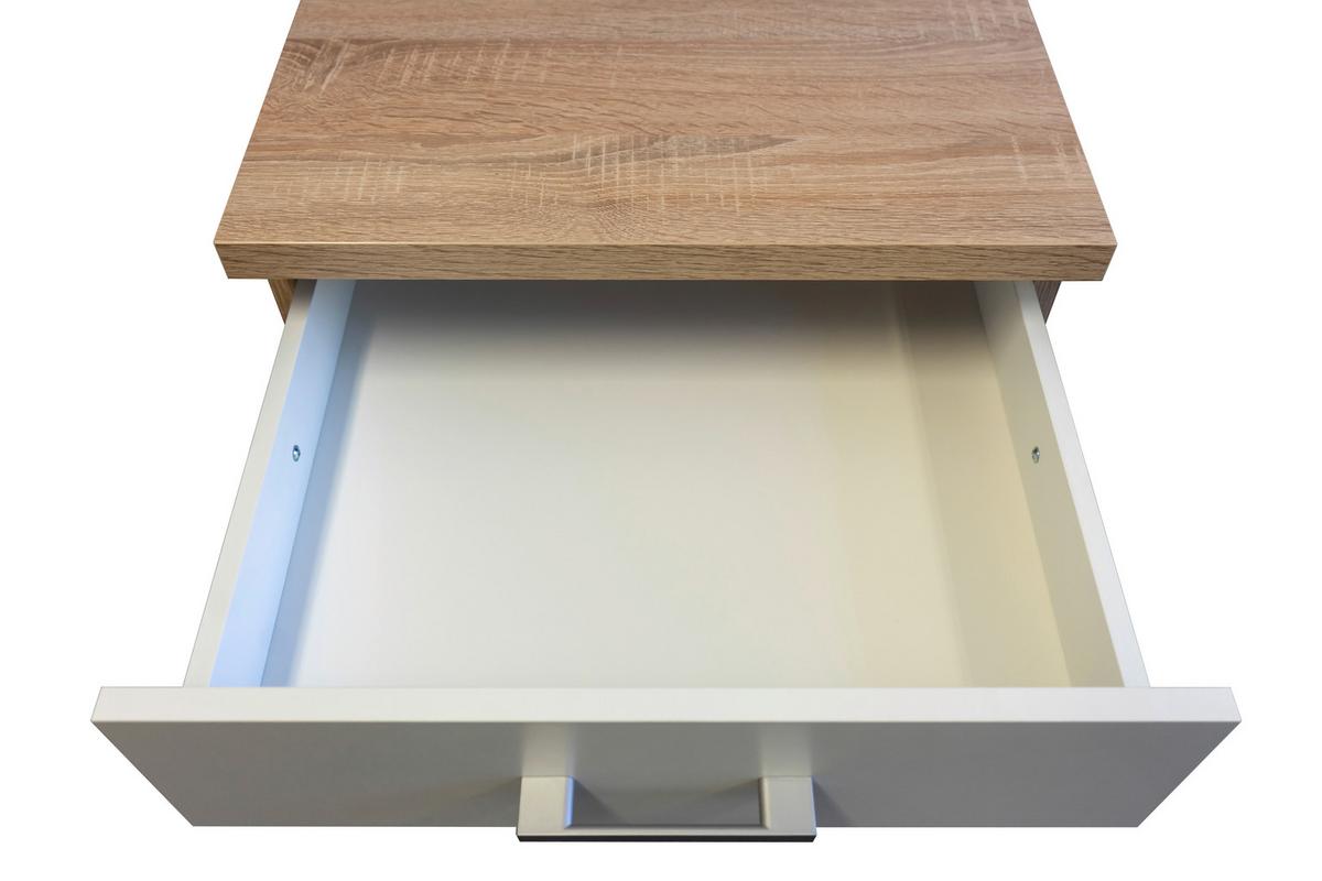 Miniküche Samoa Weiß/Eichefarben - Alufarben/Weiß, MODERN, Holzwerkstoff/Kunststoff (150,5cm) - FlexWell