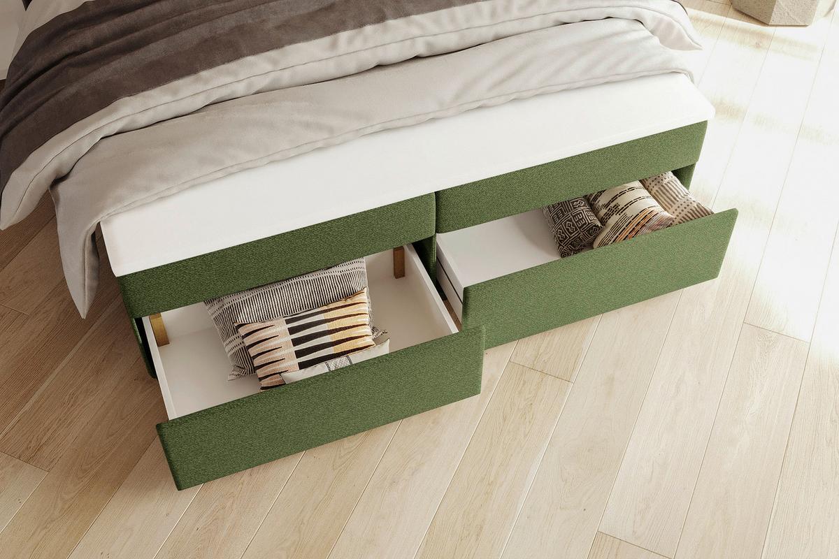 Boxbett Odin Dunkelgrün ca. 180x200cm - Dunkelgrün/Schwarz, KONVENTIONELL, Kunststoff/Textil (180/200cm) - Based