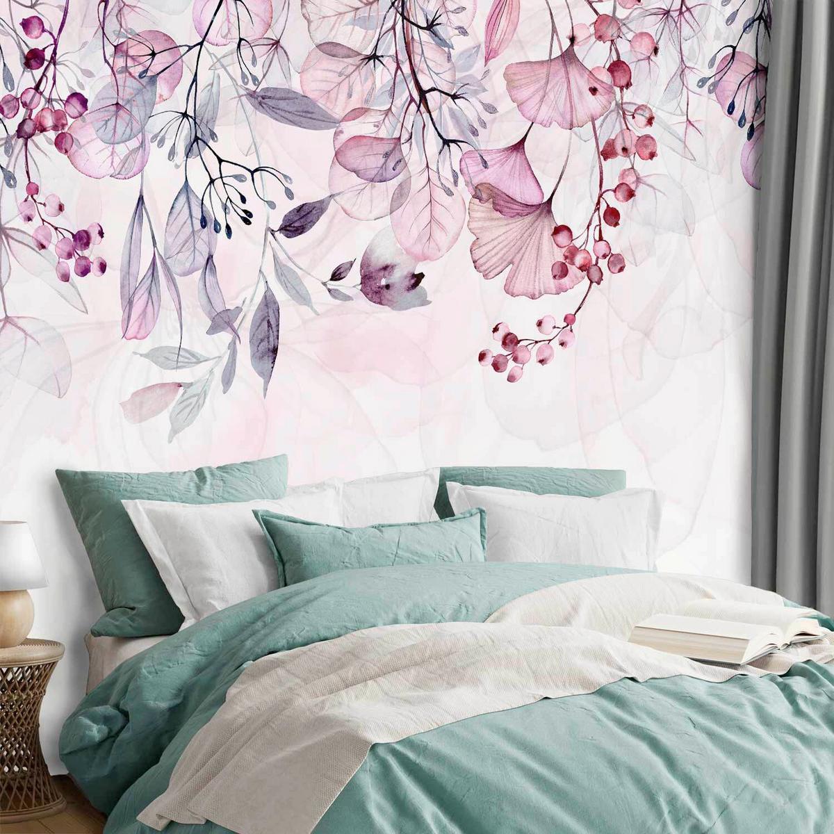 Fototapete Foggy Nature Weiß/Pink - Pink/Weiß, LIFESTYLE, Textil (400/280cm) - artgeist