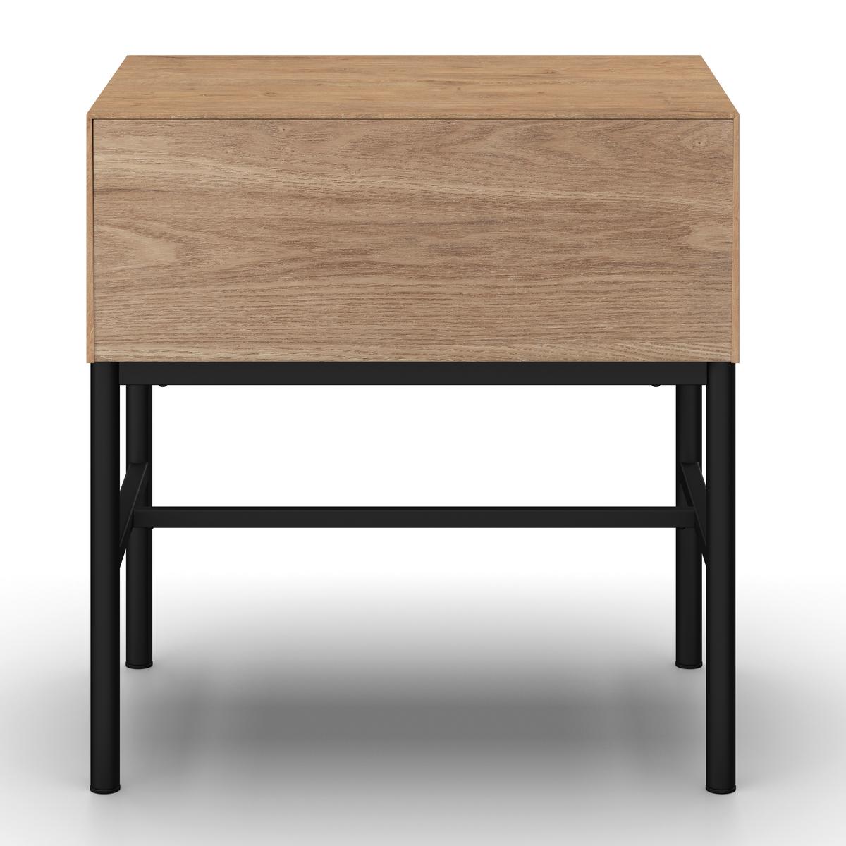 Nočna Omarica Milano, Jesenov Les, Črna - barve jesena/črna, Moderno, kovina/les (47,5/51/36cm) - Bessagi Home
