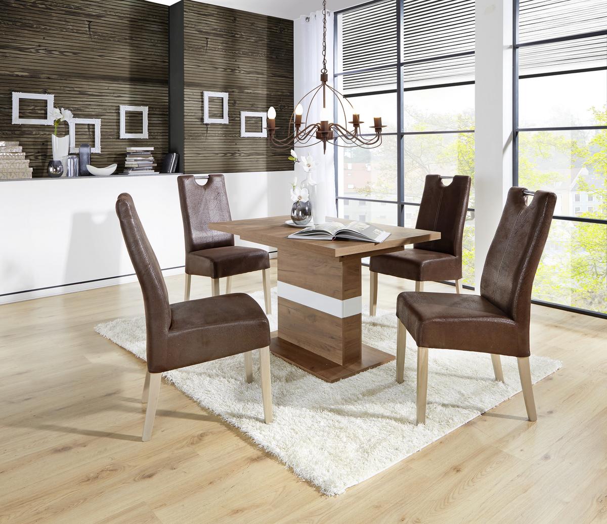 Kihúzható Asztal Avensis New - tölgyfa/fehér, Modern, faalapú anyag (120/75,9/80cm) - Luca Bessoni
