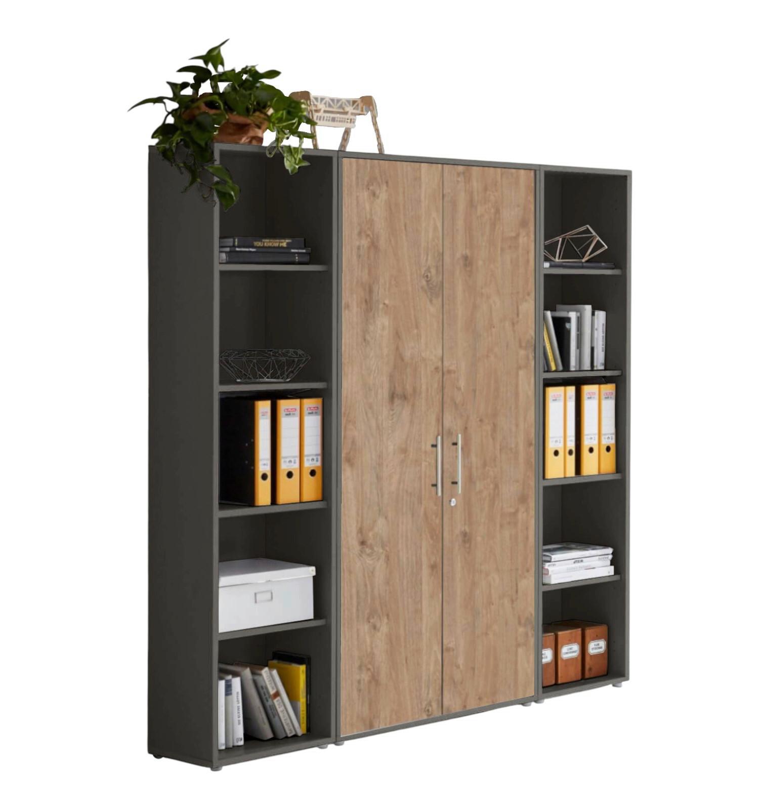 AKTENSCHRANK OFFICE EDITION - SW SET 3 - Eichefarben/Anthrazit, MODERN, Holzwerkstoff (172,6/185,6/33cm) - MID.YOU