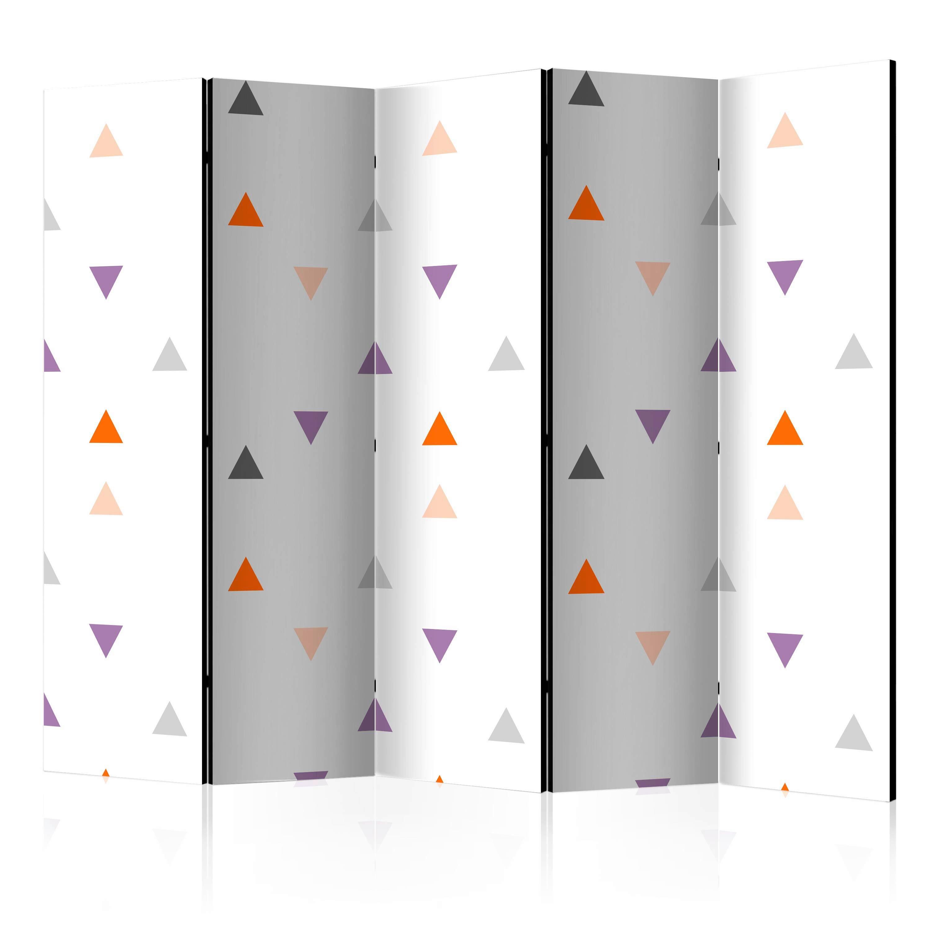 Paravan Triangles Rain I, 5-Delni, Dvostranski - večbarvno, Basics, tekstil/les (225/172/3cm) - artgeist