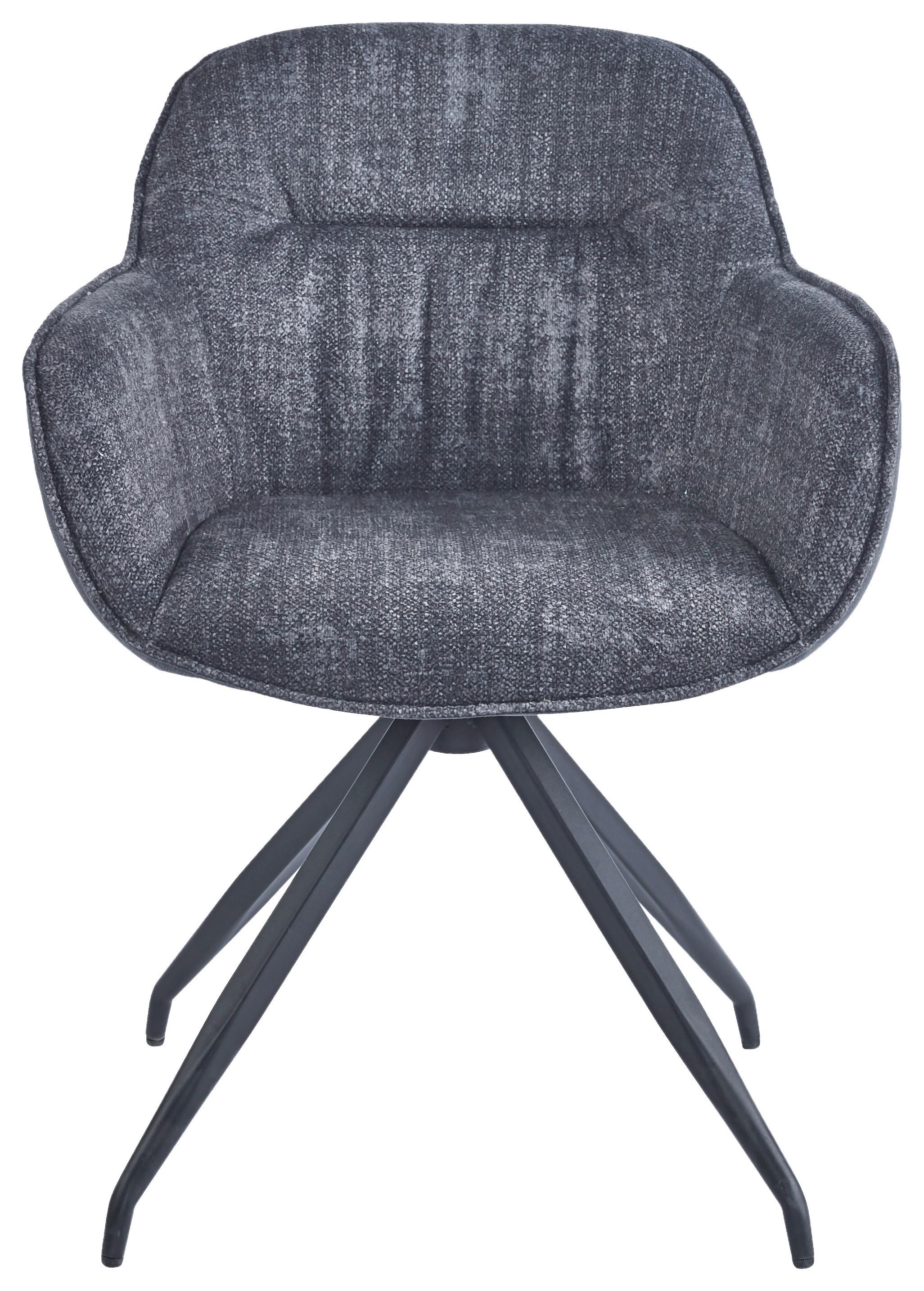 Scaun cu brate NADJA - negru/gri, Modern, metal/textil (62/83/63cm) - Mömax