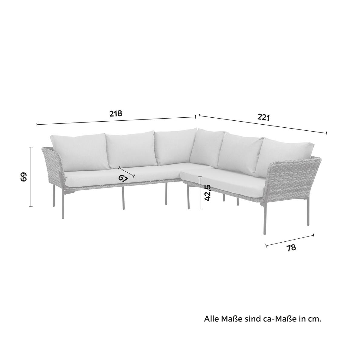 Garnitură grădină Zophia - gri închis/culoare natur, Modern, plastic/sticlă (294/68/77cm) - Bessagi Garden