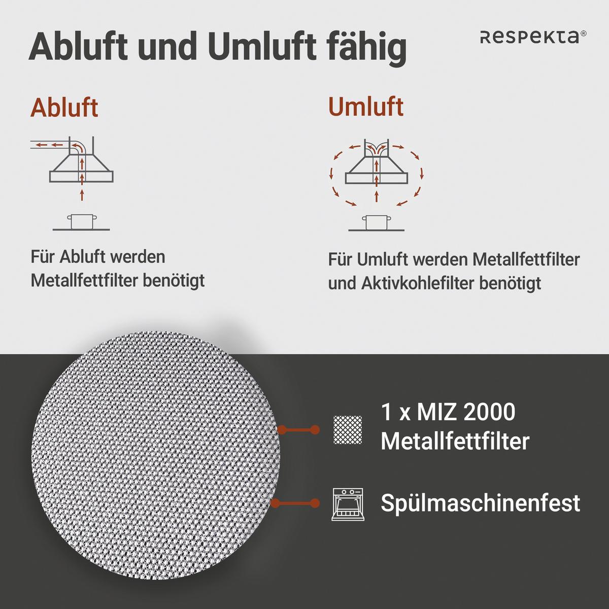 Dunstabzugshaube Respekta Sasha CH35060MS-19 Schwarz - Schwarz, Trend, Glas/Metall (60/59,5-87,5/26,3cm) - Respekta