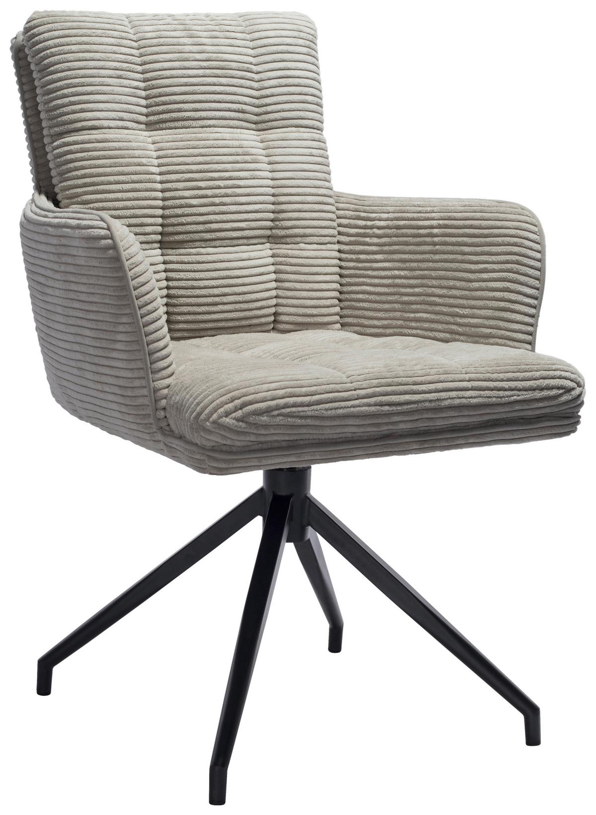 KRZESŁO Z PODŁOKIETNIKAMI POLLY -EXKLUSIV- - jasnoszary/czarny, Design, metal/tkanina (66/89/64cm) - Stylife