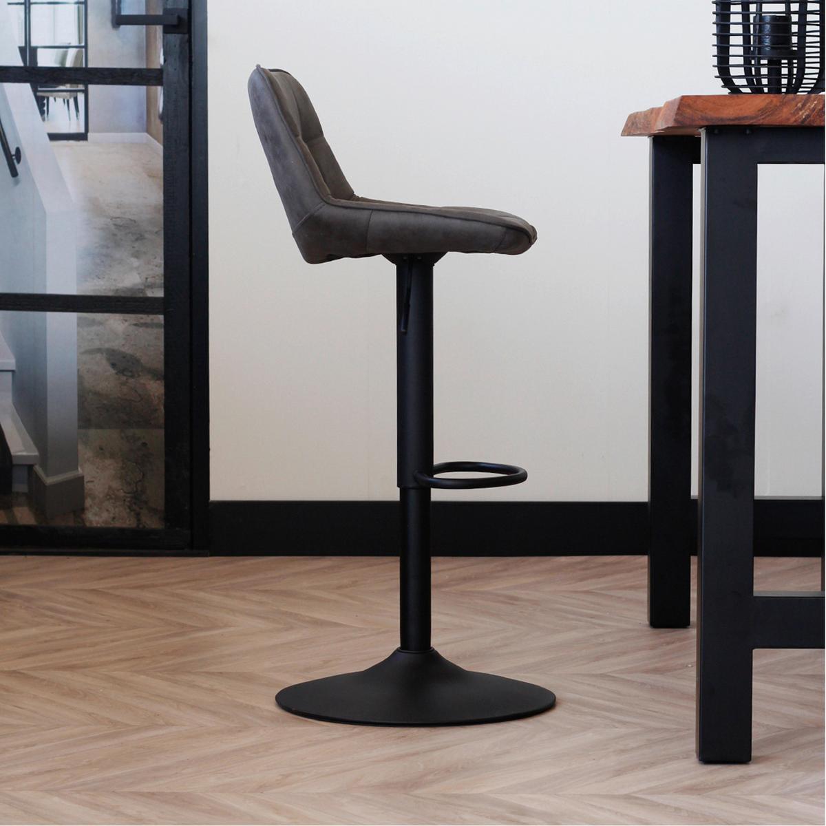 Barhocker-Set Ezra ca. 49x87 cm 2er-Set Anthrazit - Anthrazit/Schwarz, LIFESTYLE, Textil/Metall (49/87/43cm) - MID.YOU