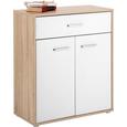 Kommode in Weiß/Eichefarben - Chromfarben/Eichefarben, MODERN, Holzwerkstoff/Kunststoff (68/80/34cm) - MÖMAX modern living