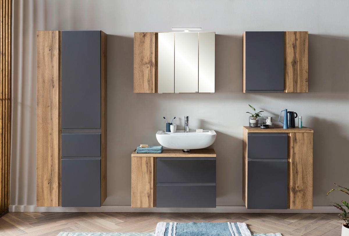 Hängeschrank Varese ca. 65x64 cm Grau/Eiche - Eiche Wotan/Grau, MODERN, Holzwerkstoff (65/64/20cm) - Held