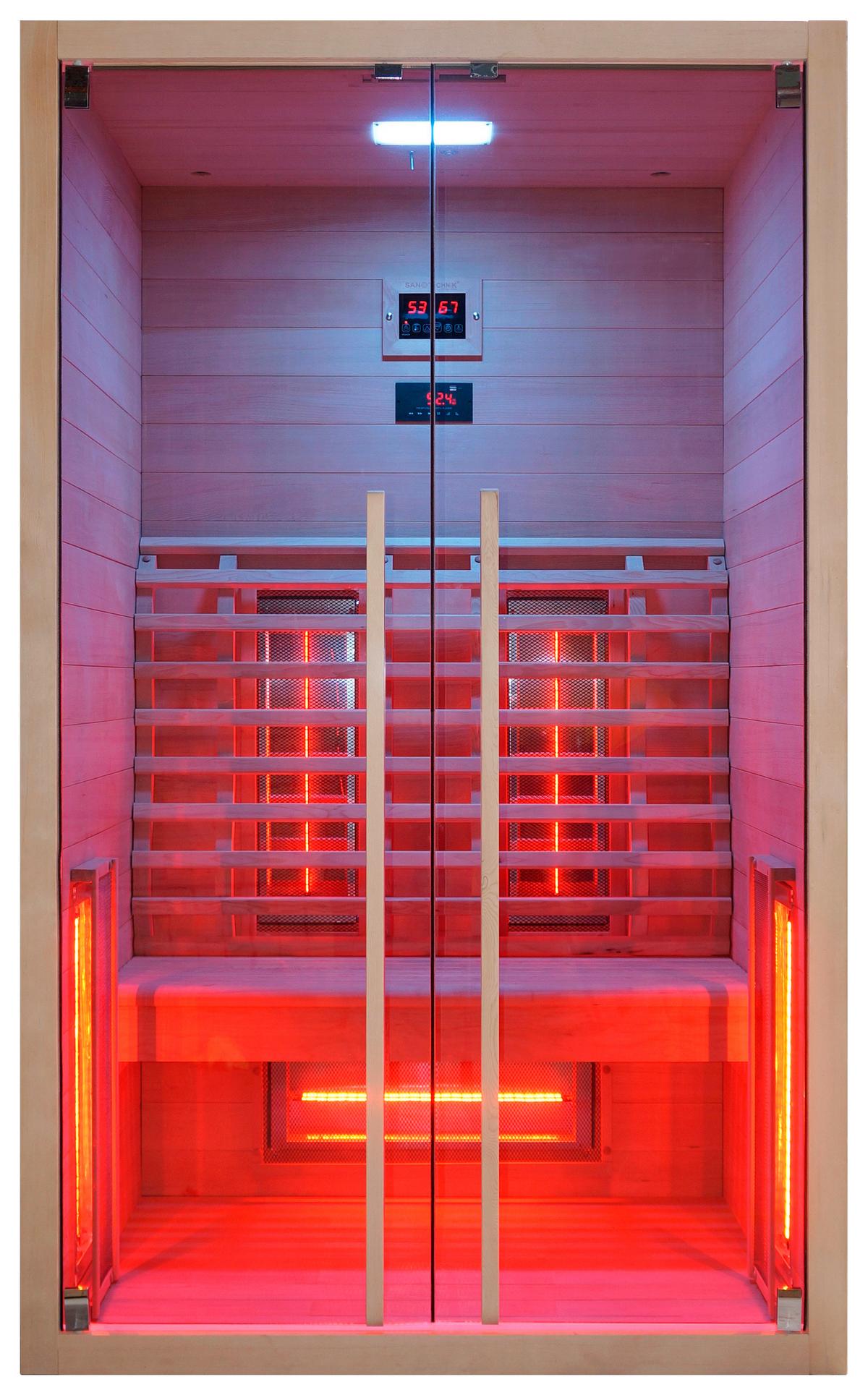 Infrarotkabine Ruby 2 in Braun ca. 120x195x100cm - Naturfarben, Basics, Holz (120/195/100cm) - Sanotechnik