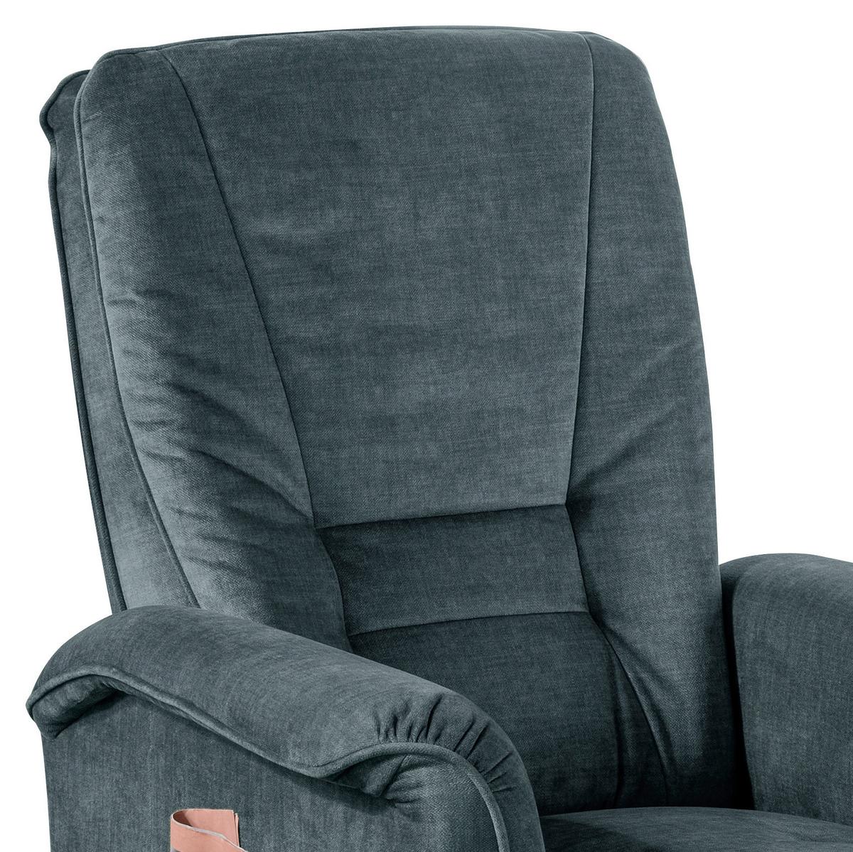 Relaxsessel Harry Dunkelblau Velours - Schwarz/Braun, Design, Kunststoff/Textil (77/107/88cm) - Livetastic