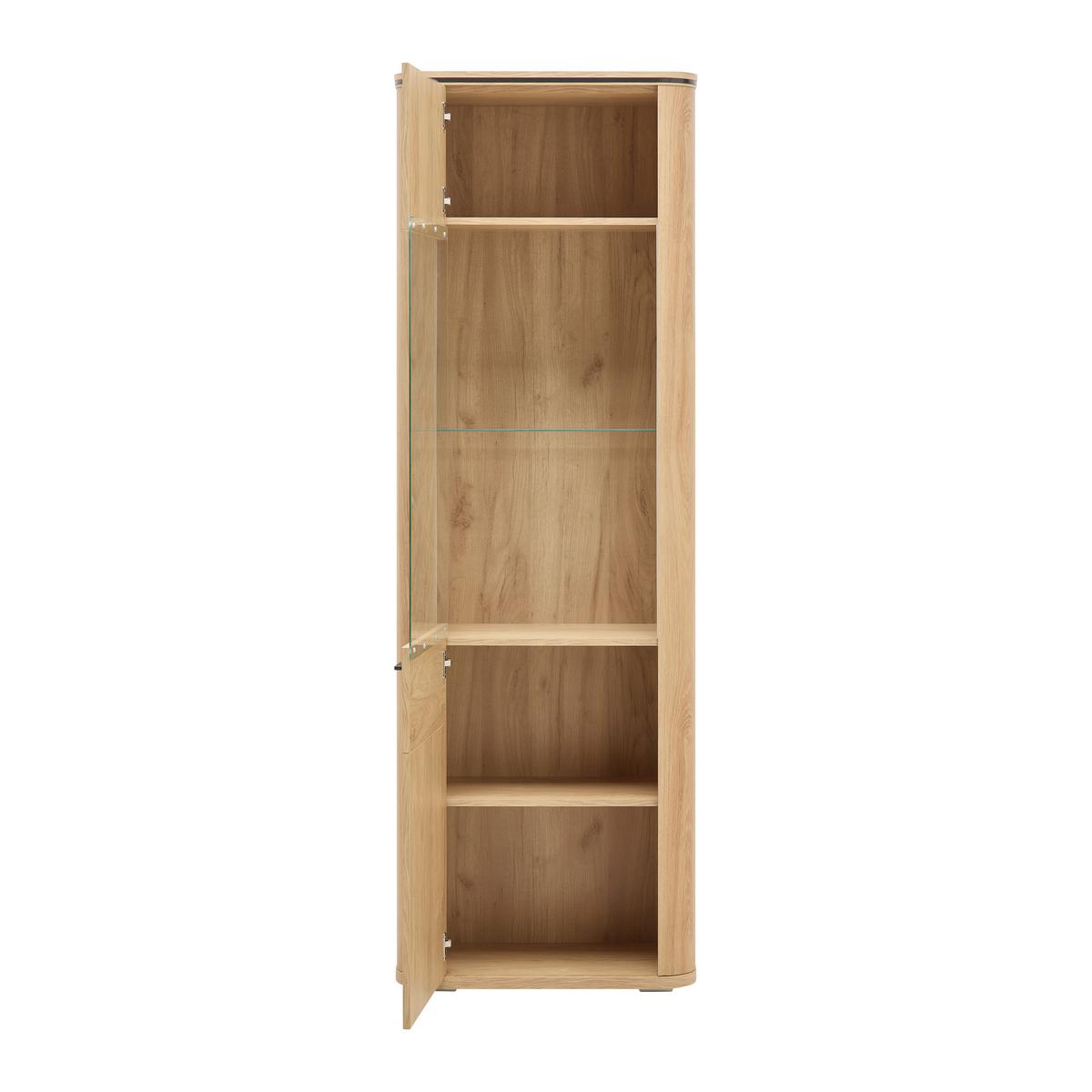 Vitrine Lagos Eichefarben - Eichefarben/Anthrazit, Modern, Glas/Holzwerkstoff (69,2/209,5/37,5cm) - Premium Living