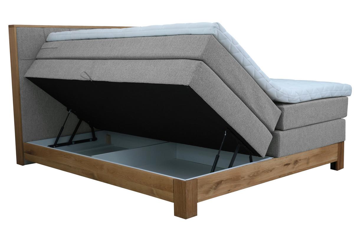 Boxspringbett Cloud Grau ca. 160x200cm - Eichefarben/Grau, KONVENTIONELL, Holz/Holzwerkstoff (160/200cm) - Premium Living