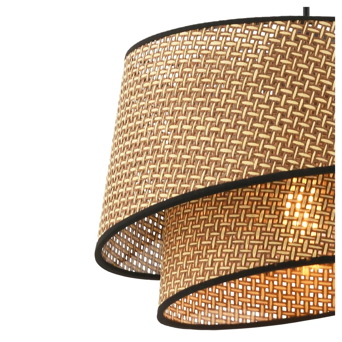 LAMPA WISZĄCA BARETTE HAZERAN - BEIGE, BLACK - beżowy/czarny, Design, metal/tkanina (32/65cm) - P & B