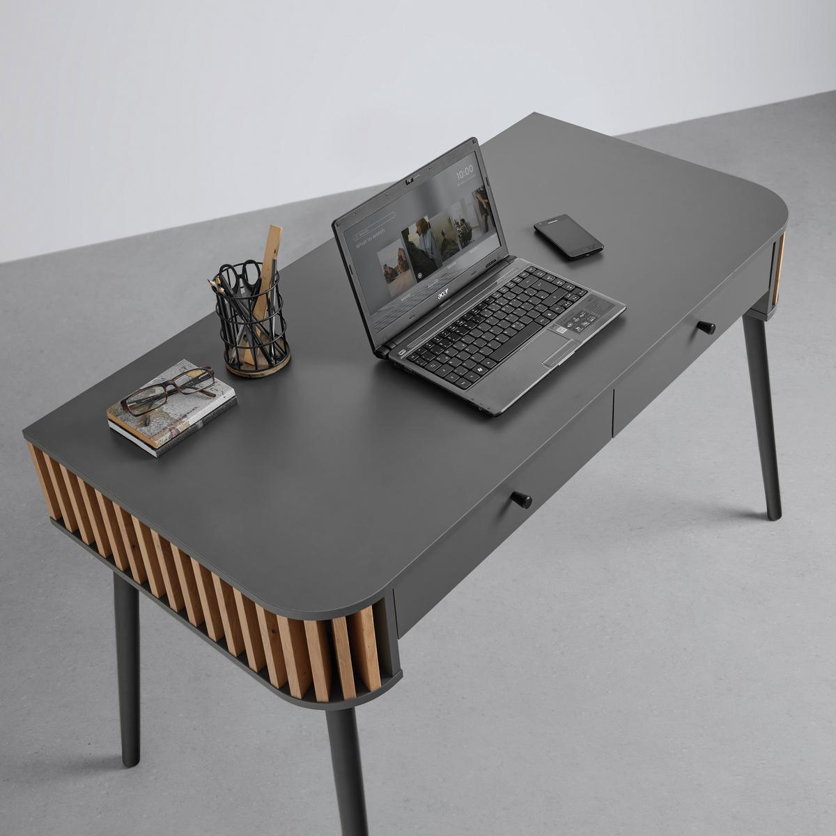 Schreibtisch Pure in Grau/Eiche Artisan - Grau, Design, Holzwerkstoff (120/76/60cm) - Premium Living