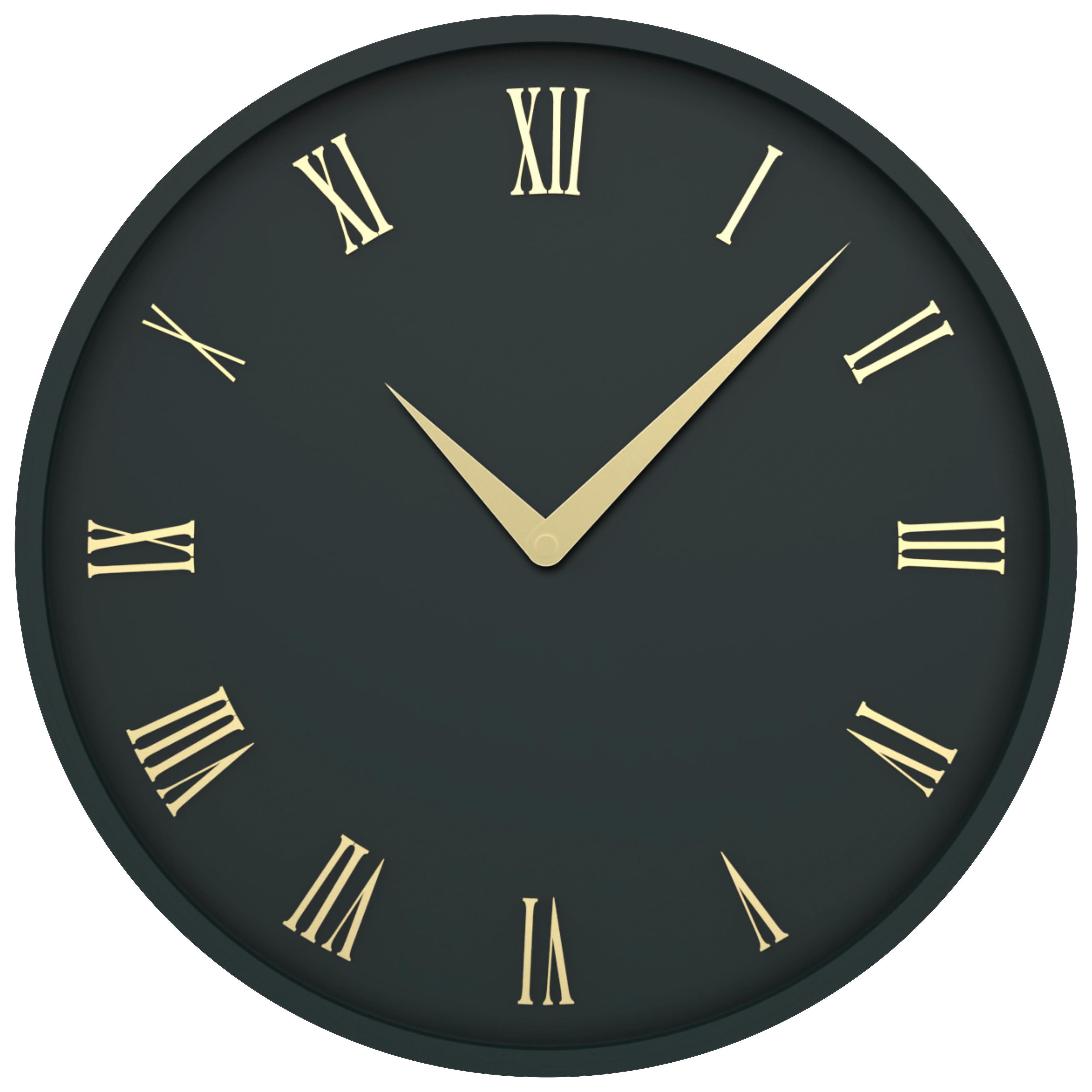 Wanduhr Sally Ø ca. 30,5cm - Schwarz, Glas/Papier (30,5cm) - Premium Living