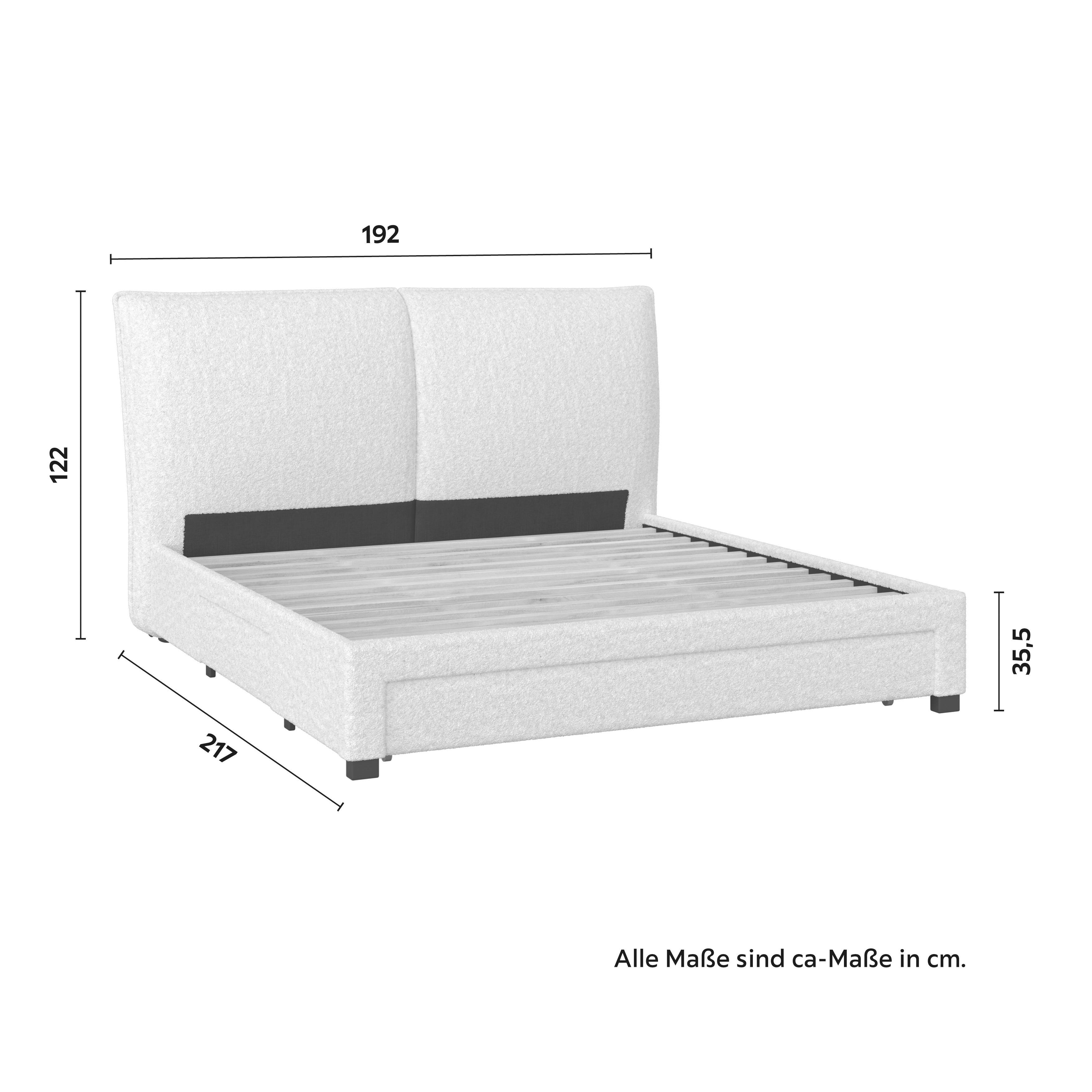 Polsterbett Elli ca. 180x200 cm Elfenbein - Hellbraun/Elfenbein, MODERN, Holz/Holzwerkstoff (180/200cm) - Bessagi Home