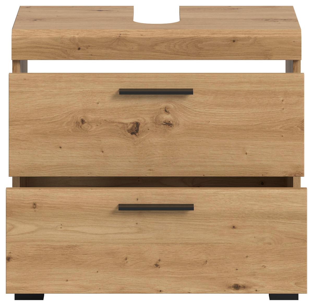 Waschbeckenunterschrank Scout Eiche Artisan - Schwarz/Eiche Artisan, Trend, Holzwerkstoff/Kunststoff (60/56/34cm) - MID.YOU