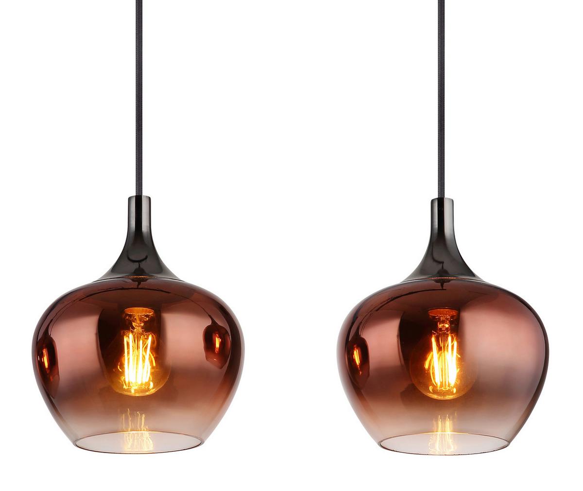 HÄNGELEUCHTE 15548-4HG MAXY - Klar/Schwarzchrom, Design, Glas/Textil (100/18/120cm) - Globo