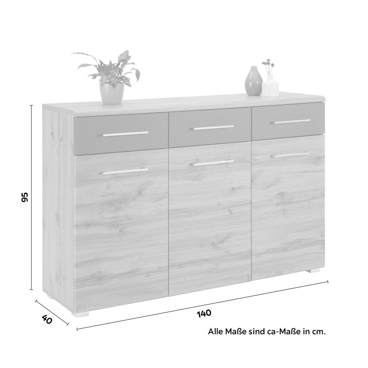Sideboard In Eichefarben - Chromfarben/Eichefarben, Modern, Holzwerkstoff/Metall (140/95/40cm) - Mömax