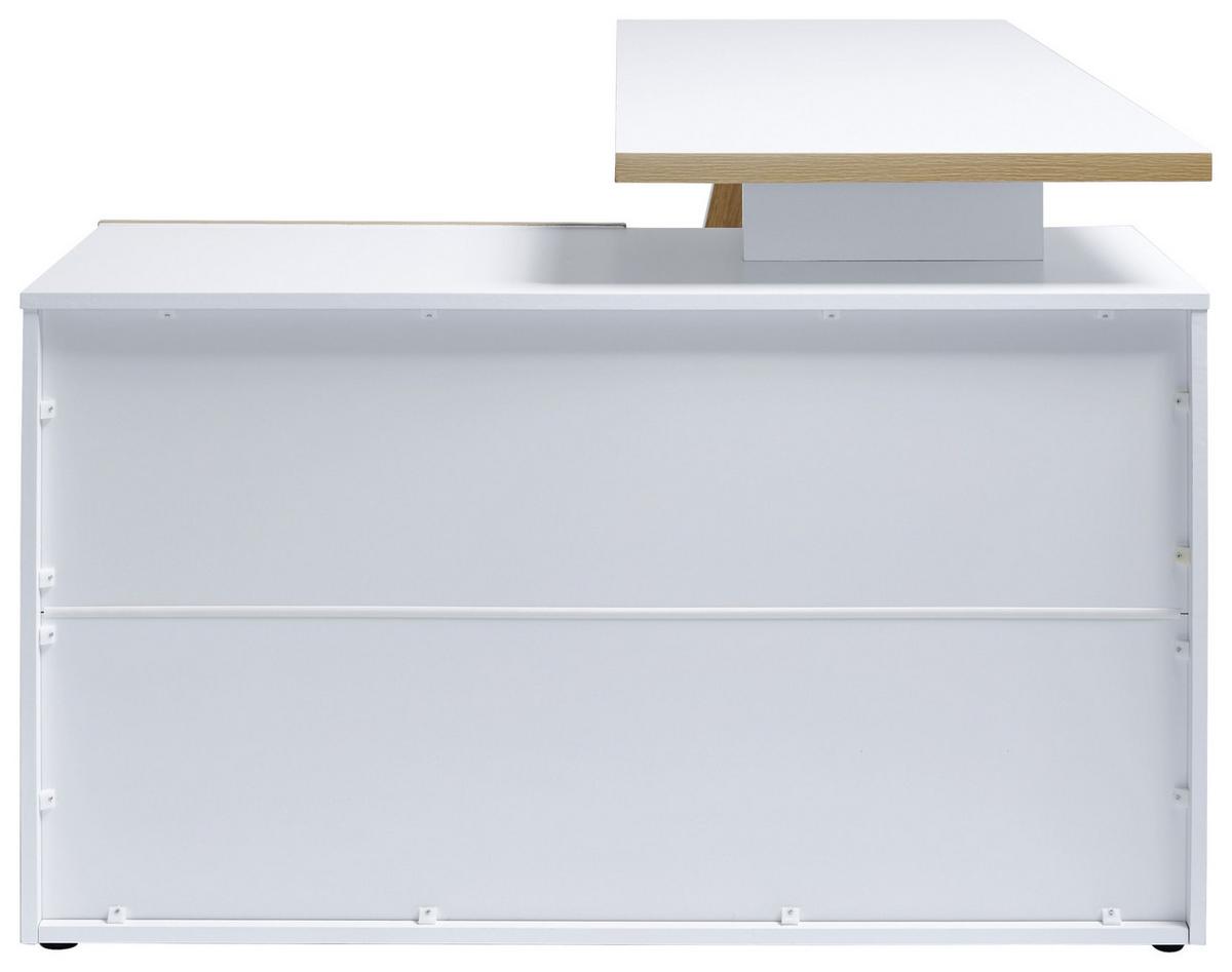 BIURKO NAROŻNE CLUB C 145 - kolor dębowy/biały, Design, materiał drewnopochodny (140/110/76cm)