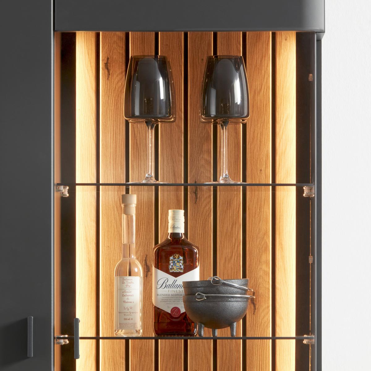 Vitrine Carreto Grau - Anthrazit/Grau, Modern, Glas/Holzwerkstoff (80/191/38cm) - Premium Living