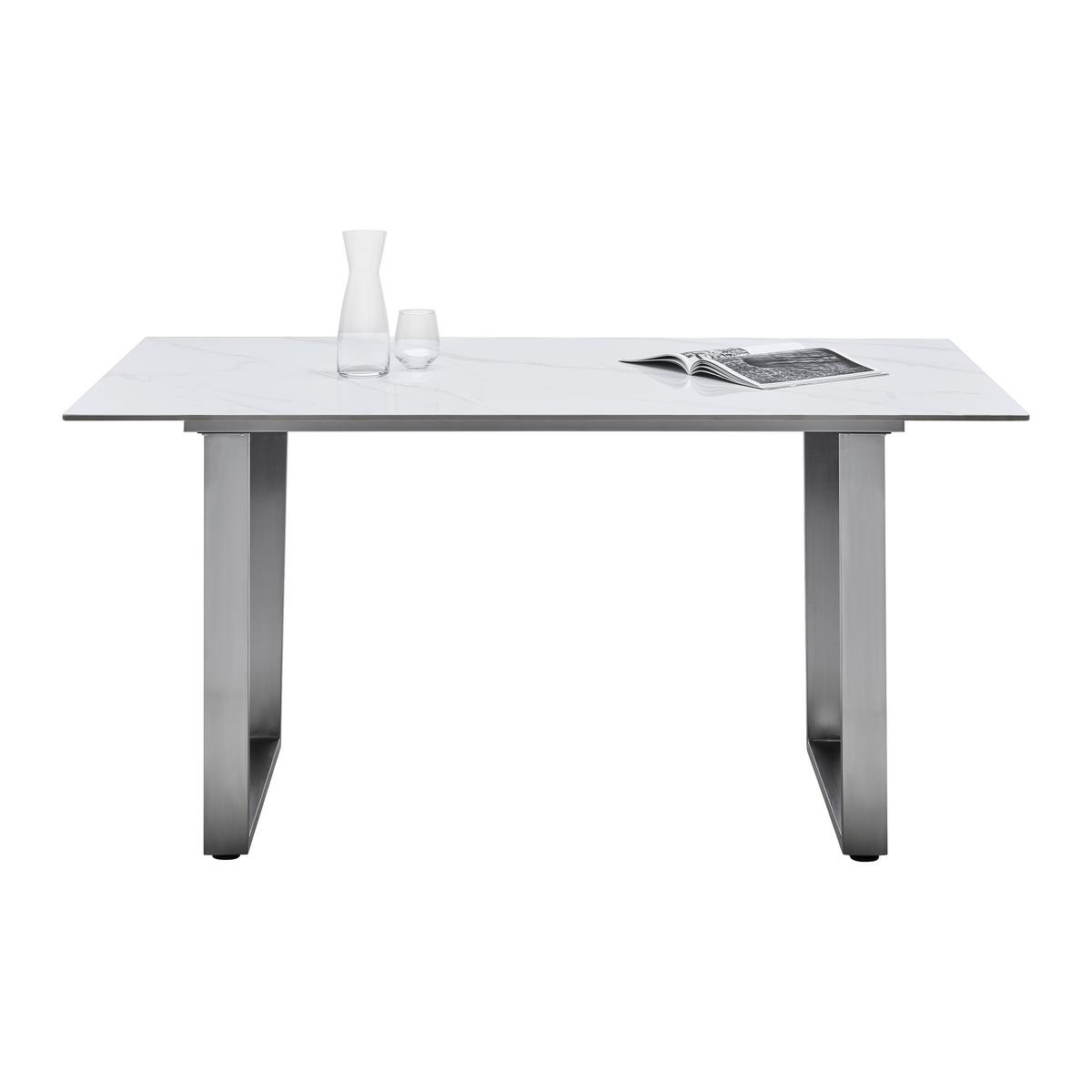 Jedilna Miza New York, Bela, 160 X 90 Cm - barve nerjavečega jekla/bela, Trend, kovina/keramika (160/75/90cm) - Mömax