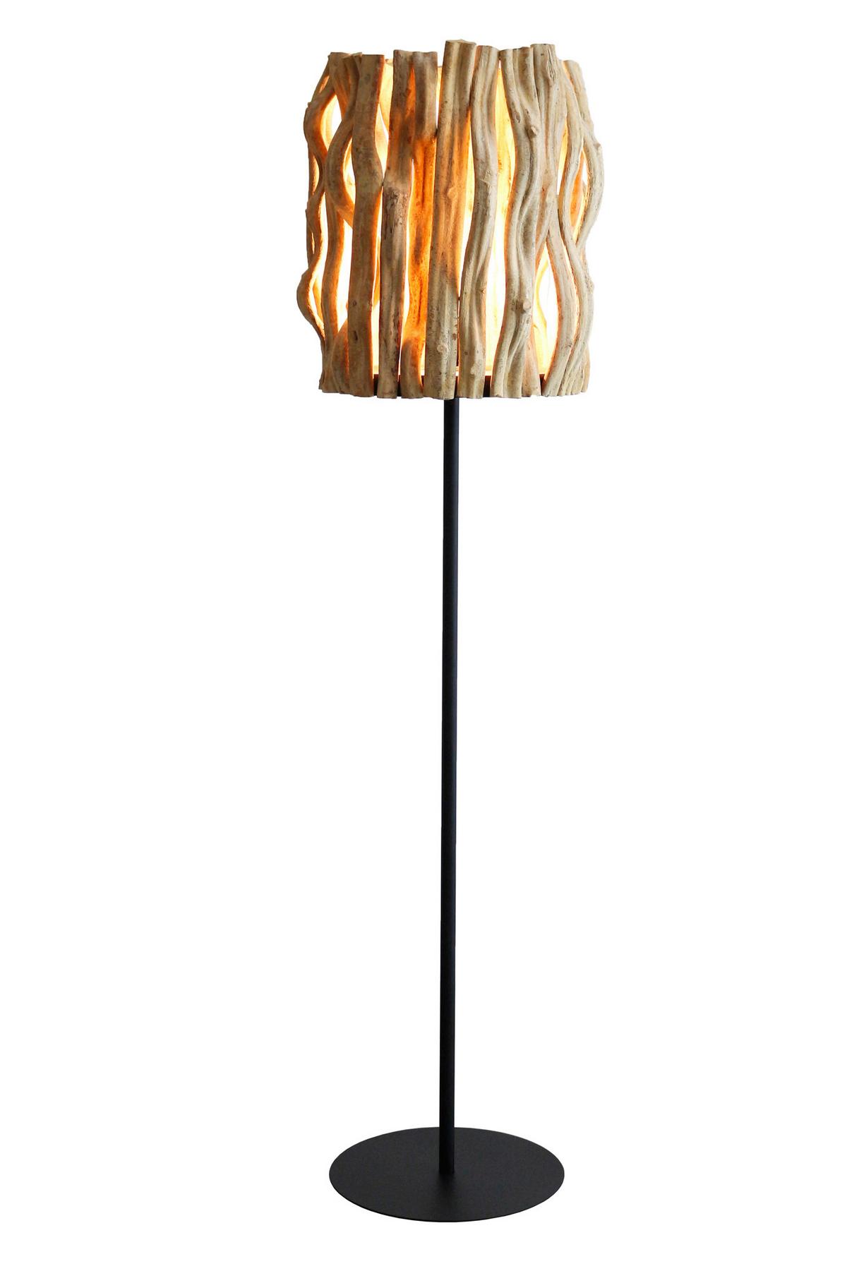 Stoječa Svetilka Driftwood - črna/naravne barve, Design, kovina/les (33/140/33cm) - P & B