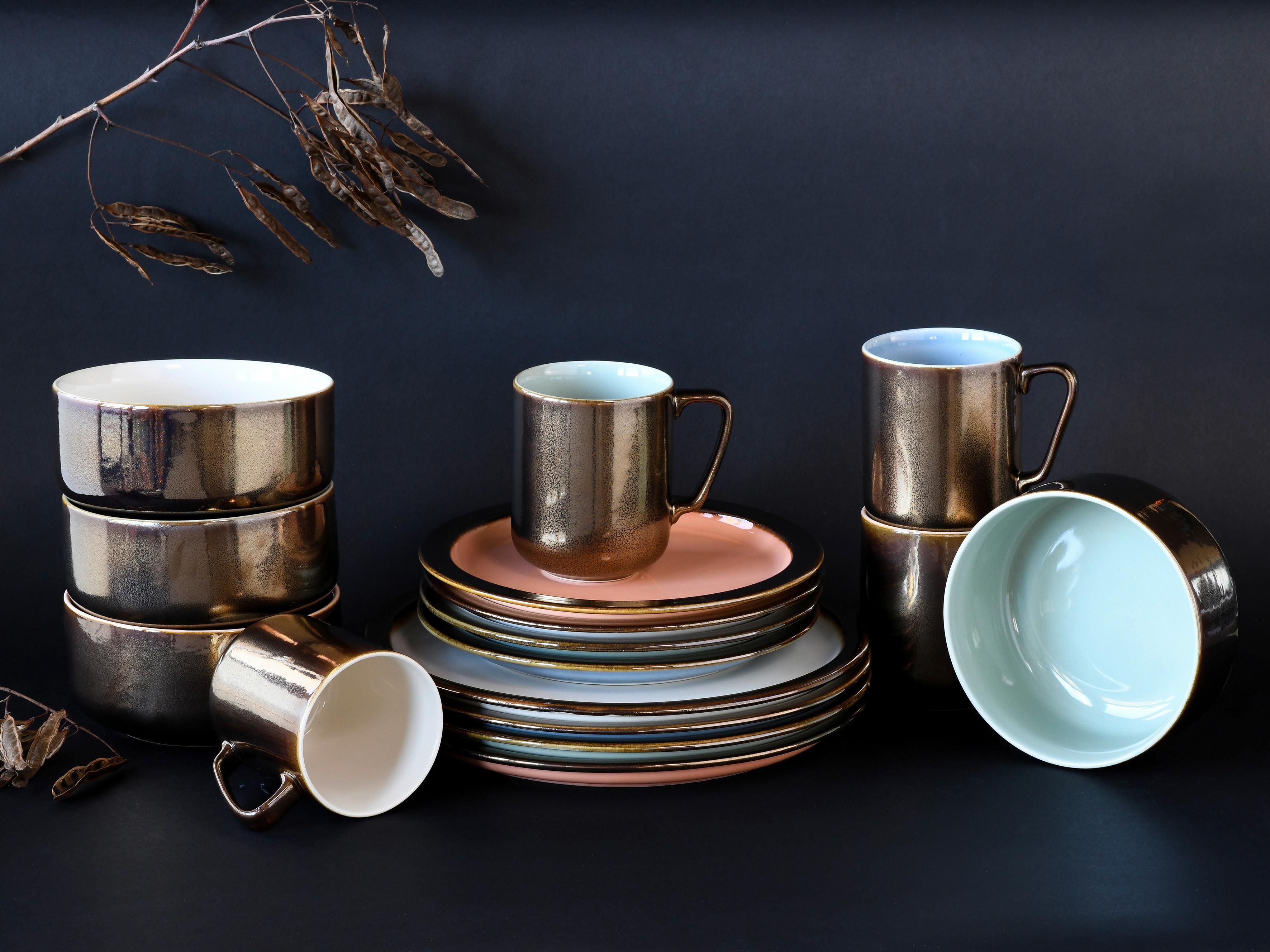 Kombinirani Servis Rustikal Pastell, 16-Delni - večbarvno, keramika - Creatable