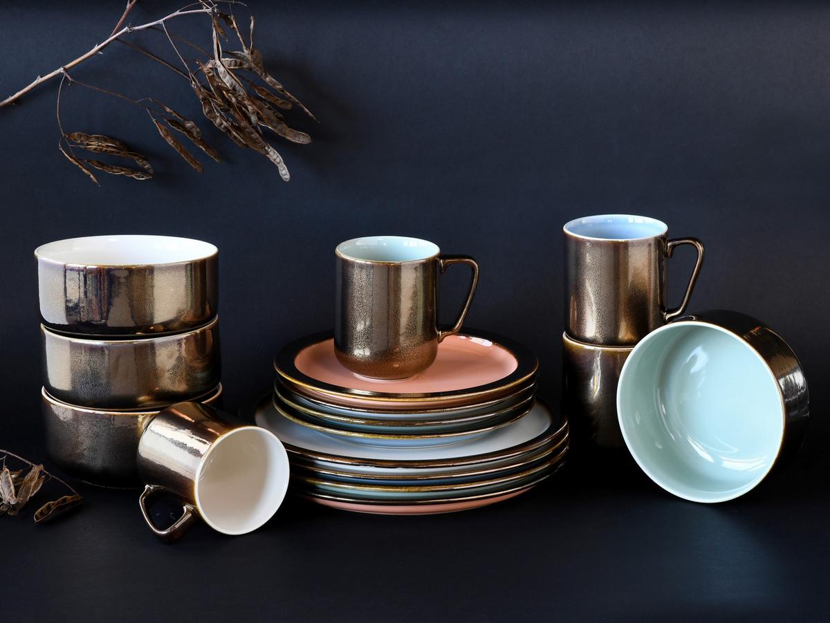 Kombinirani Servis Rustikal Pastell, 16-Delni - večbarvno, keramika - Creatable