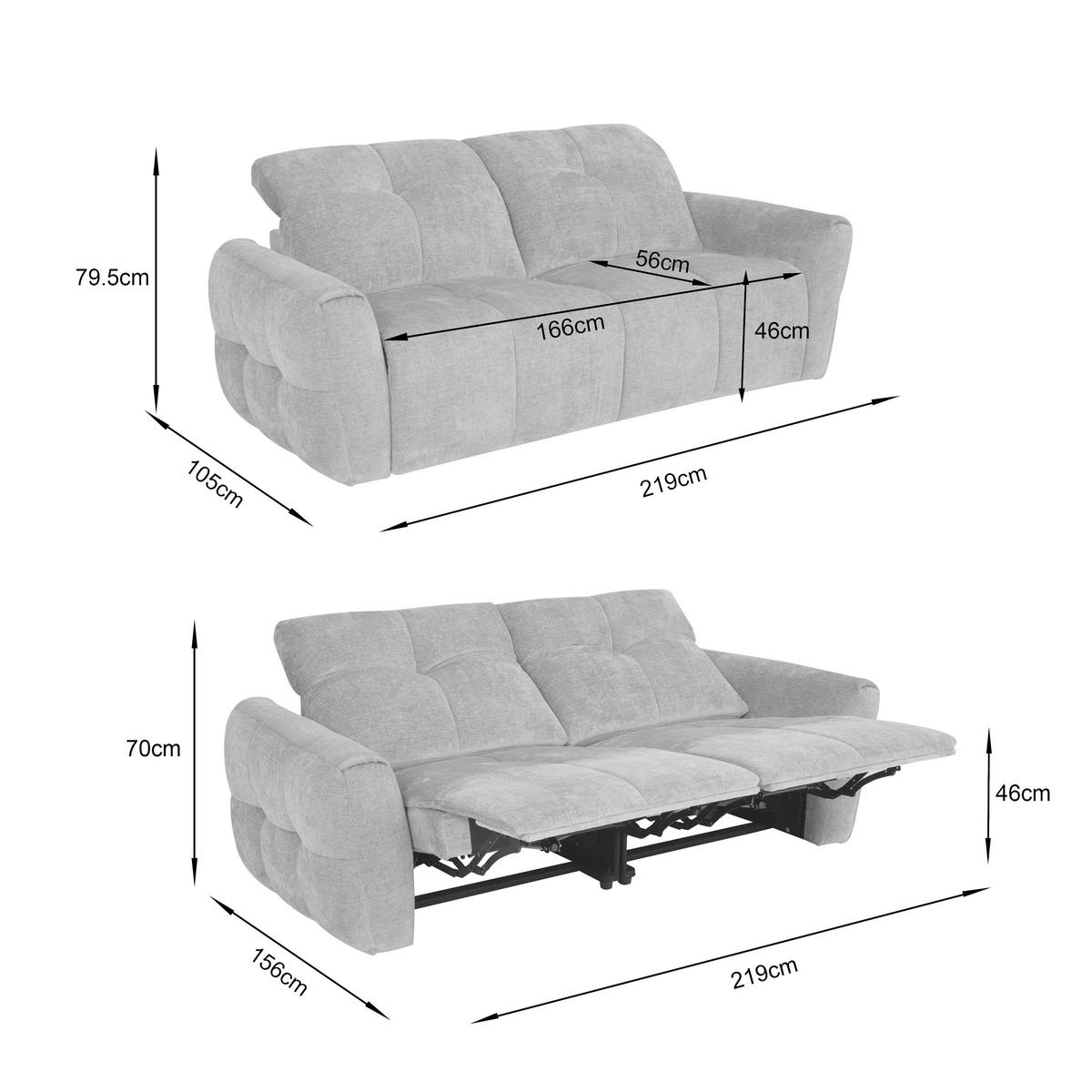 Trosjed Luna - crna/svijetlo plava, Moderno, drvo/metal (219/80/105cm) - Mömax
