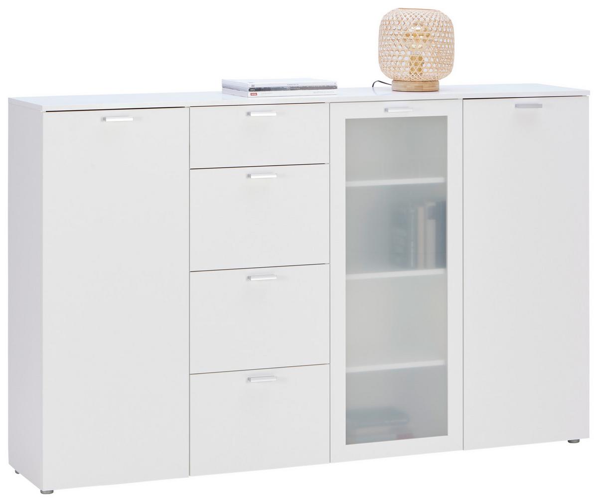 Komoda Xeno, Bela, Mlečno Steklo - bela, Konvencionalno, umetna masa/leseni material (180/115/37cm) - Mömax